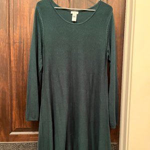 J. Jill Green Knit Long Sleeve Dress Size M